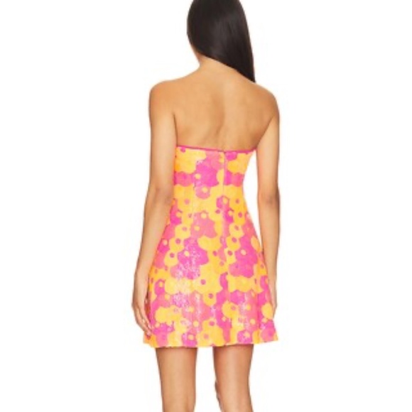 Susana Monaco Sequin Flare Dress in Orange Pop - Picture 3 of 7